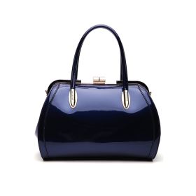 MKF Collection Patent Satchel Handbag by Mia k (Material: Polycarbonate, Color: Navy)