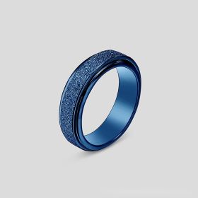 Spinner Ring For Women Men; Anxiety Relief Stainless Steel Golden Silvery Black Rainbow Sand Blast Finish Fidget Ring; Band Wedding Pormise Jewelry (Color: Blue, size: 9)