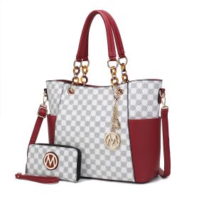 MKF Collection Merlina 2 PCS Women Tote Handbag with Wallet by Mia k (Material: Vegan Leather, Color: Red)