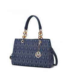 MKF Collection Sirna M Signature Tote Bag by Mia k (Material: Vegan Leather, Color: Navy)