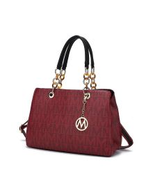 MKF Collection Sirna M Signature Tote Bag by Mia k (Material: Vegan Leather, Color: Burgundy)