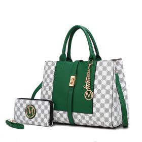 MKF Collection Yuliana Circular Print Satchel Bag with Wallet by Mia K (Material: Vegan Leather, Color: Green)