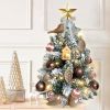 22in Tabletop Christmas Tree with Light Artificial Small Mini Red Christmas Decoration with Flocked Snow