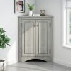 Triangle Bathroom Storage Cabinet with Adjustable Shelves, Freestanding Floor Cabinet for Home Kitchen