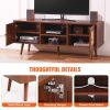 VEVOR Rattan TV Stand, Boho TV Cabinet for 55 inch TV, Mid Century Modern TV Stand, Rattan TV Console with Adjustable Shelfs for Living Room