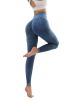 Women's Hollow Wide Band Waist Sports Leggings With Butt Ruching, Scrunch Butt Lifting Tights Seamless Yoga Tummy Control Pants