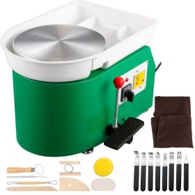 Pottery Wheel 28cm Pottery Forming Machine 350W Electric Pottery Wheel with Adjustable Feet Lever Pedal DIY Clay Tool with Tray for Ceramic Work Clay (Color: Green, Max. Power: 350W)