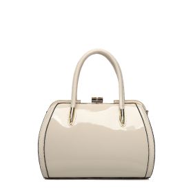 MKF Collection Patent Satchel Handbag by Mia k (Material: Polycarbonate, Color: Bone)