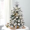 22in Tabletop Christmas Tree with Light Artificial Small Mini Red Christmas Decoration with Flocked Snow