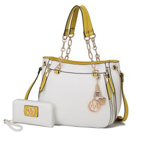 MKF Collection Lina Tote Handbag with Wristlet Wallet Vegan Leather Crossover Women's Purse by Mia K (Material: Vegan Leather, Color: White)