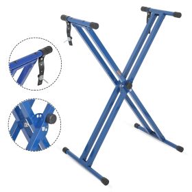 5 CORE Piano Keyboard Stand Double X Style Heavy Duty Adjustable Digital Electric Piano Riser Durable & Sturdy Music Synthesizer Holder Stands For 61 (Color: KS 2X BLU)