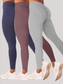 3 Pack Women's Yoga Leggings With High Waistband, Moisture-Wicking, And Stretchy, Perfect For Outdoor Activities And Fitness (Color: 3PACK3, size: L)