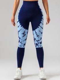 Tie-dye Women's Yoga Leggings With High Waistband, Moisture-Wicking, And Stretchy, Perfect For Outdoor Activities And Fitness (Color: Blue, size: S)