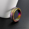 Spinner Ring For Women Men; Anxiety Relief Stainless Steel Golden Silvery Black Rainbow Sand Blast Finish Fidget Ring; Band Wedding Pormise Jewelry