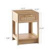 15.75" Rattan End table with drawer, Modern nightstand, side table for living roon, bedroom