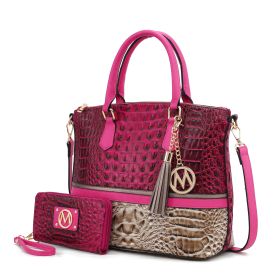 MKF Collection Autumn Crocodile Skin Tote Handbag with Wallet by Mia k (Material: Vegan Leather, Color: Grey-Pink)