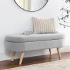 Ottoman Oval Storage Bench,Rubber Wood Legs