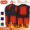 Heat Jacket Vest 3 Heating Gear Adjustable USB Heated Vest Warm Heat Coat Vest w/ 5 Heating Pads For Men Women Winter Outdoor Activity