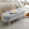 Ottoman Oval Storage Bench,Rubber Wood Legs