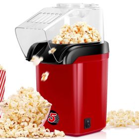 5 Core Popcorn Machine 16 Cup Capacity Hot Air Popper Mini Portable Tabletop Electric Pop Corn Maker Maquina Para Hacer Palomitas De Maiz For Home Mov (Color: Red)