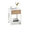 15.75" Rattan End table with drawer, Modern nightstand, side table for living roon, bedroom